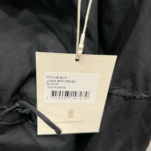 NWT FAITHFULL THE BRAND JOEN MIDI COTTON DRESS BLACK 2 - Picture 6 of 6